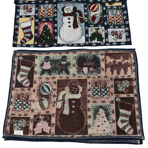 Set of 6 Let It Snow Tapestry Table Placemats Christmas Winter Snowmen 19x12.5” - Picture 7 of 10
